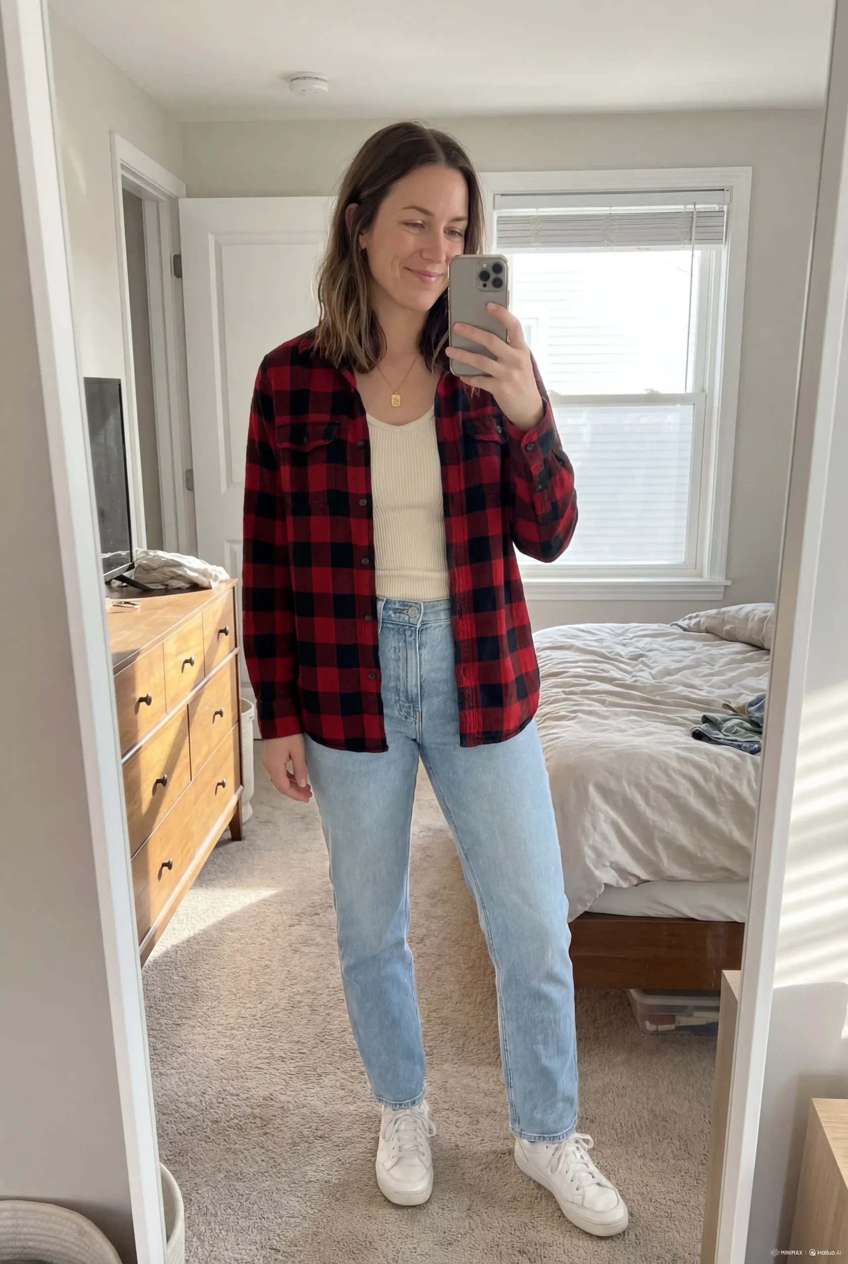 Flannel Shirt & Straight Jeans Outfit